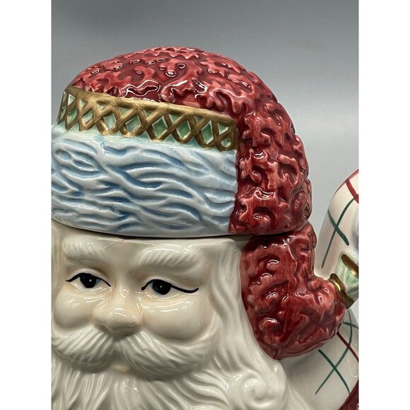 Christmas Santa tea pot & lid Avon St. Nicholas red stocking toy solider READ - Picture 2 of 8